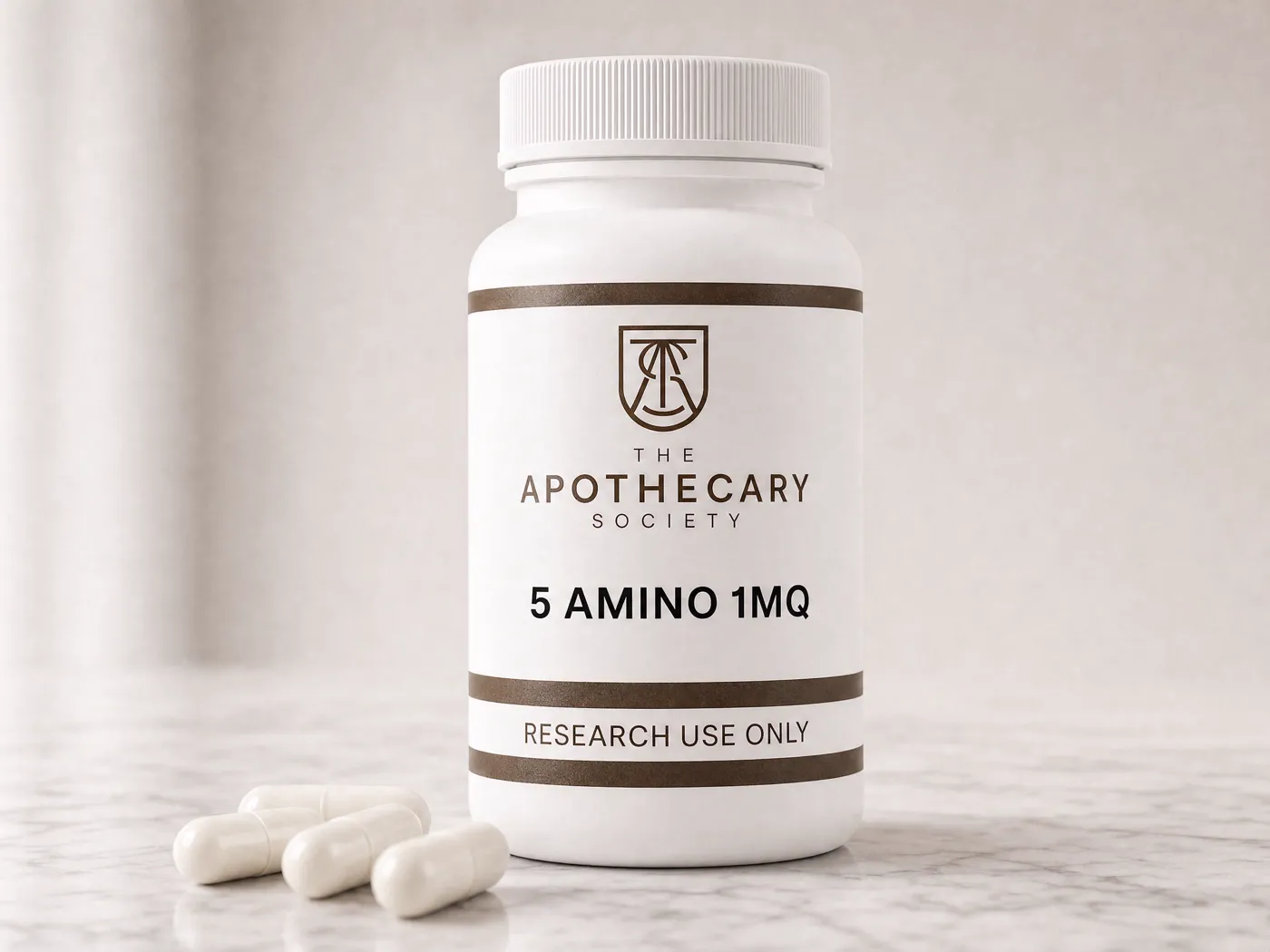Capsule bottle from The Apothecary Society on marble