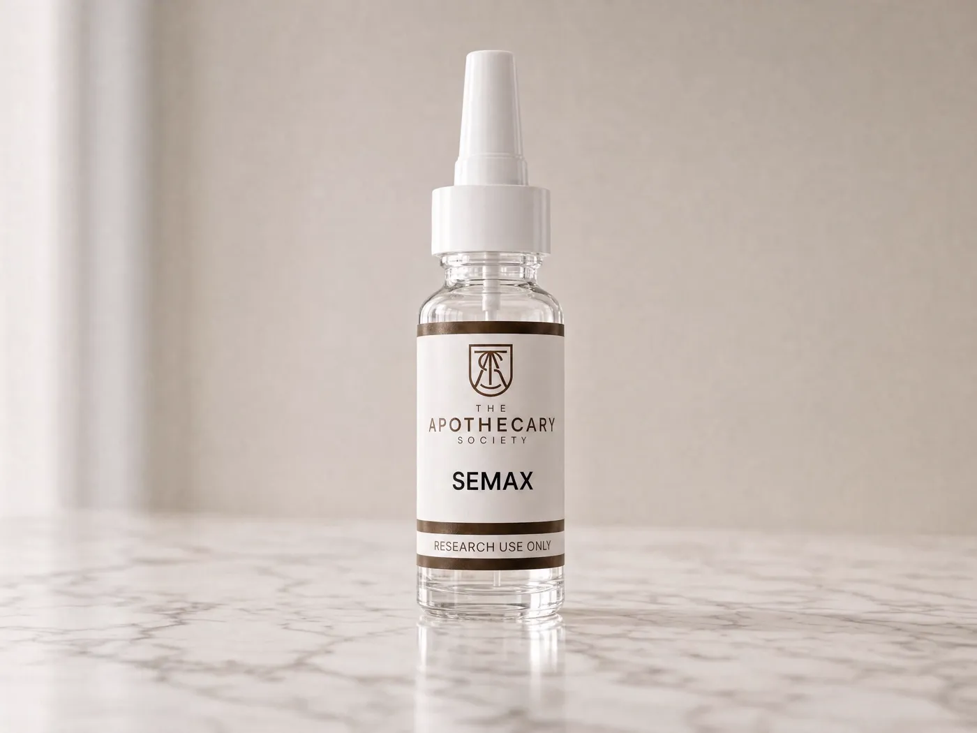 Nasal spray bottle from The Apothecary Society on marble